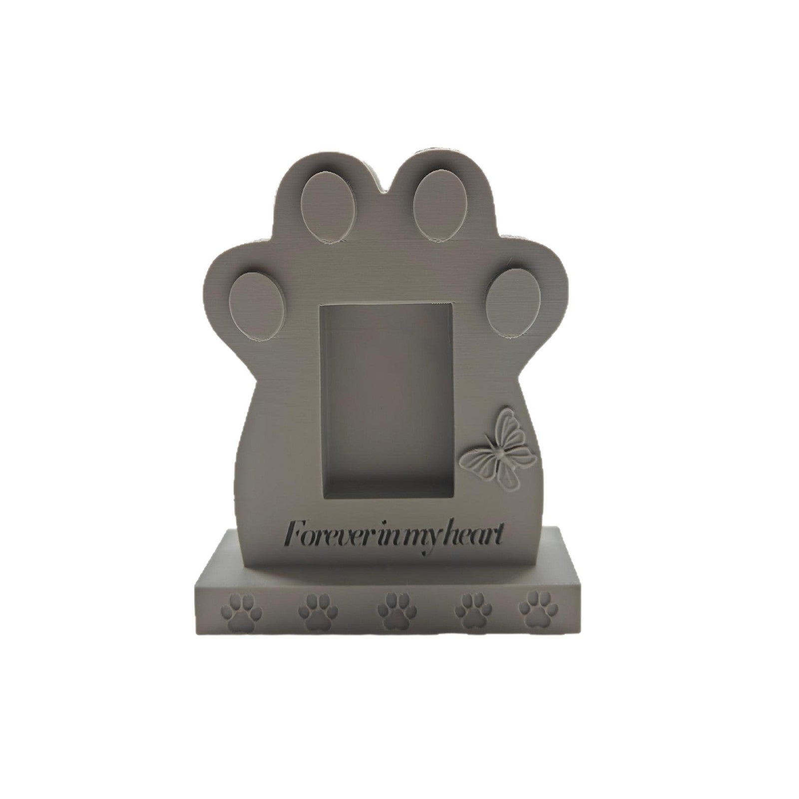 Paw print pet memorial frame showing the empty photo opening