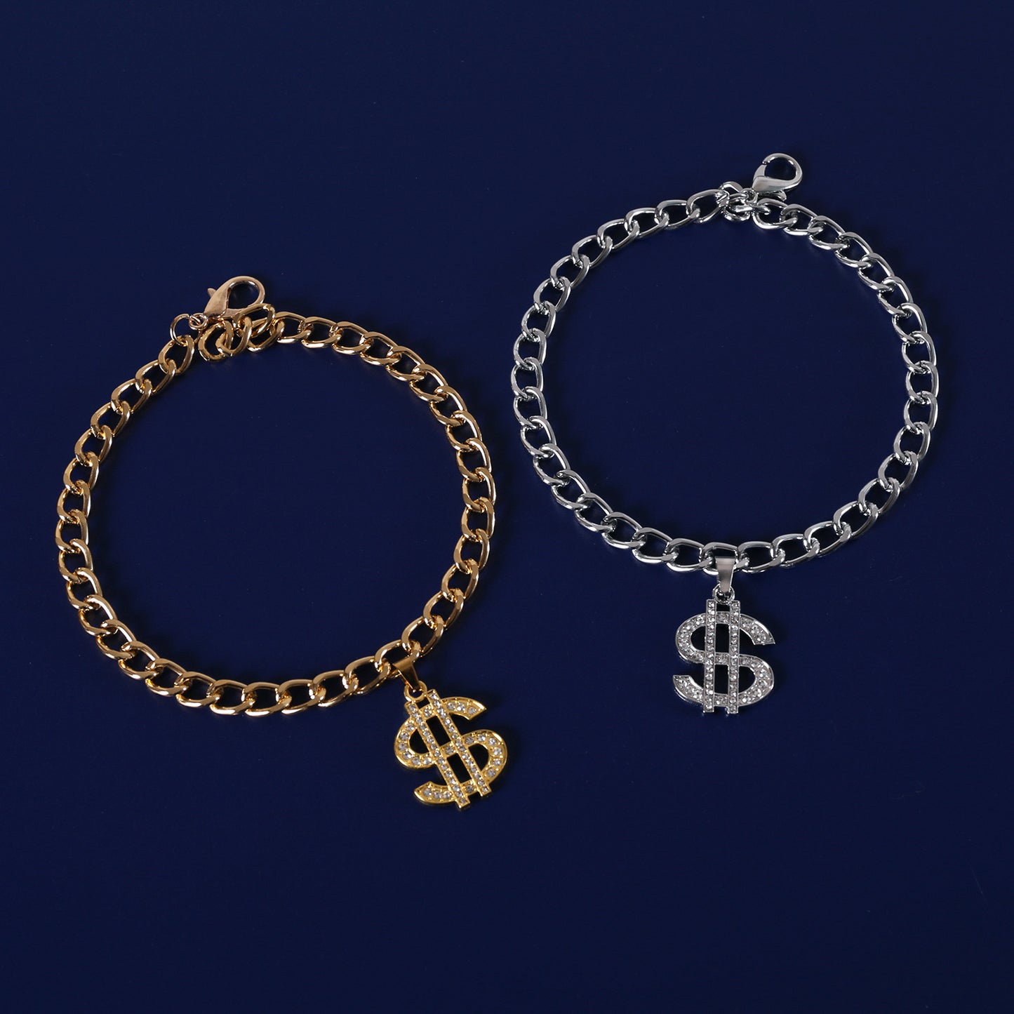 Gold and silver dollar sign pet necklace color options