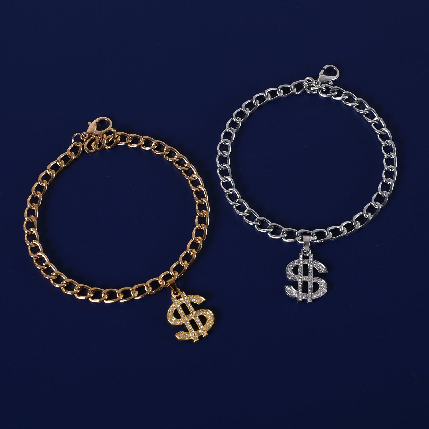 Gold and silver dollar sign pet necklace color options