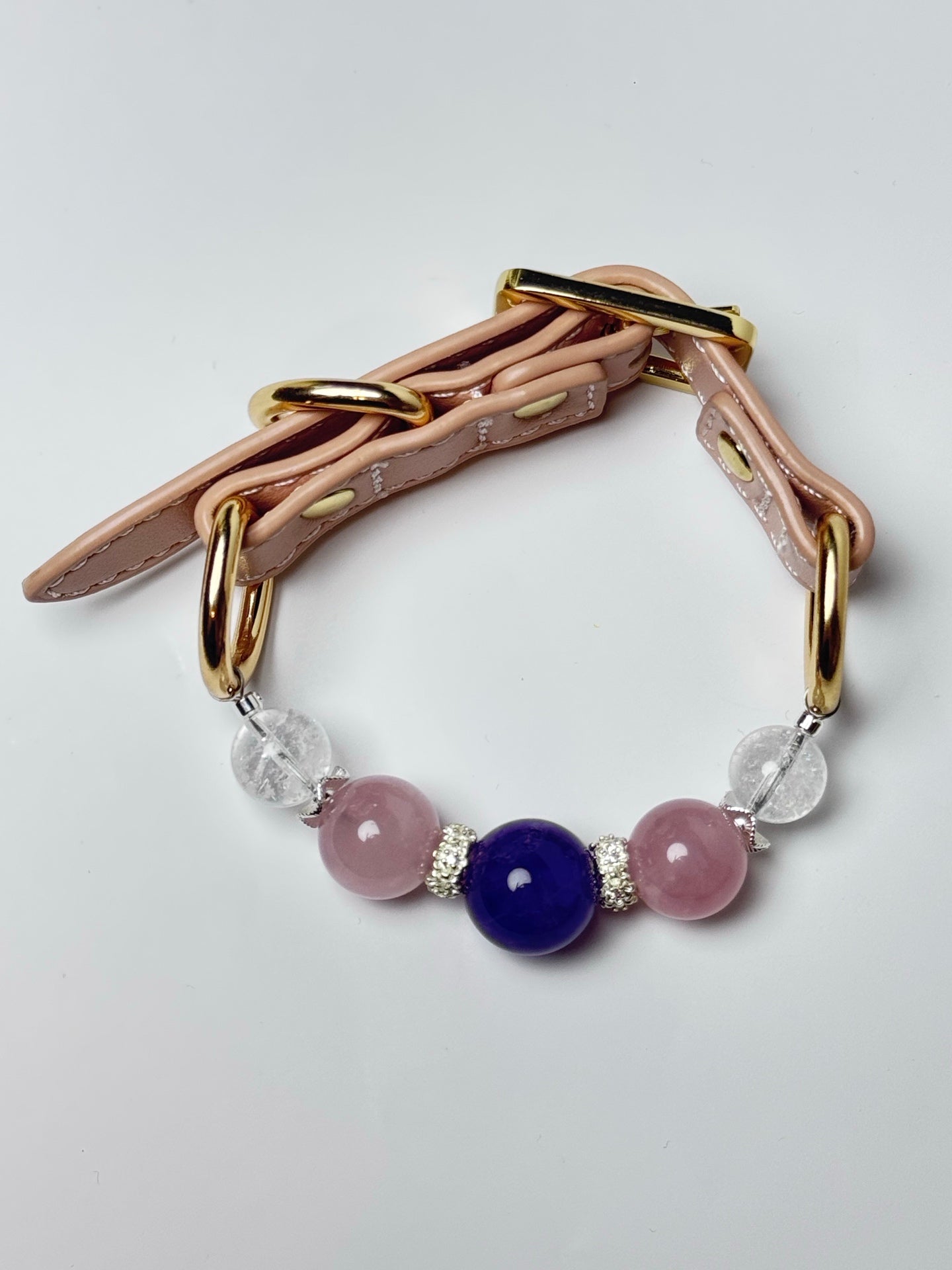 Adjustable pink crystal collar for cats and small dogs