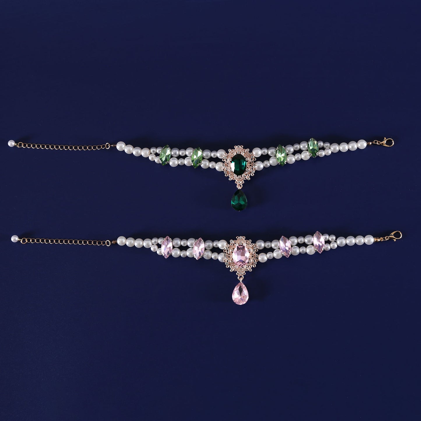 Green and pink pearl pendant pet necklace color options