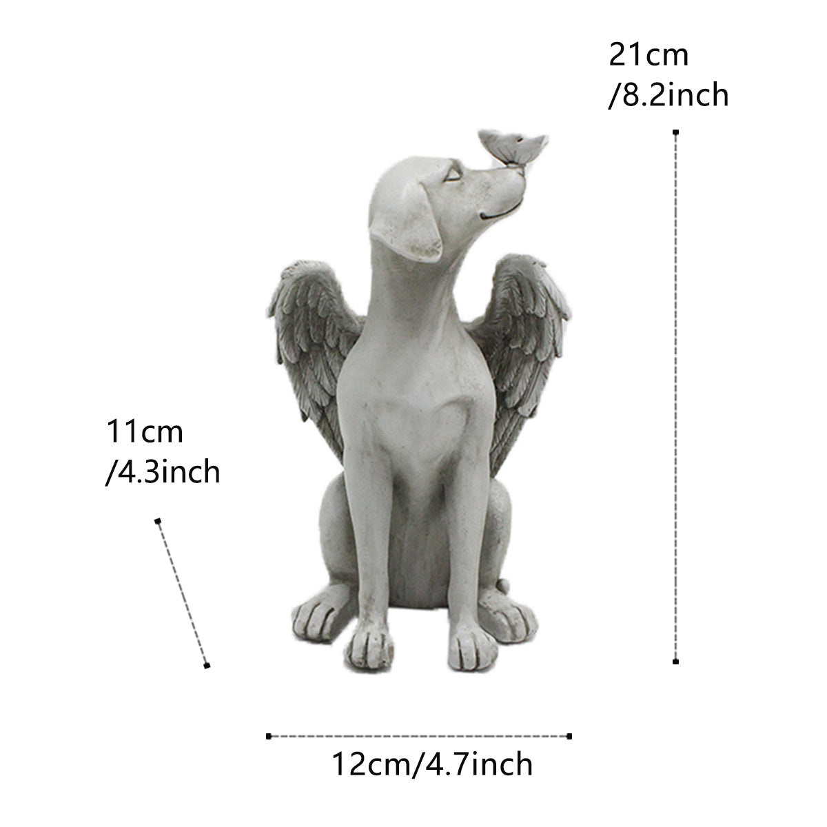 Angel dog memorial statue dimensions 12 by 11 by 21 centimeters