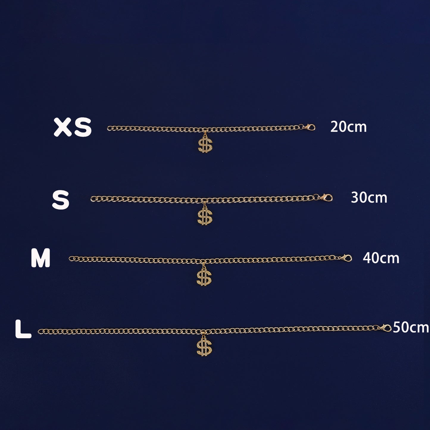 Pet necklace size guide XS S M and L