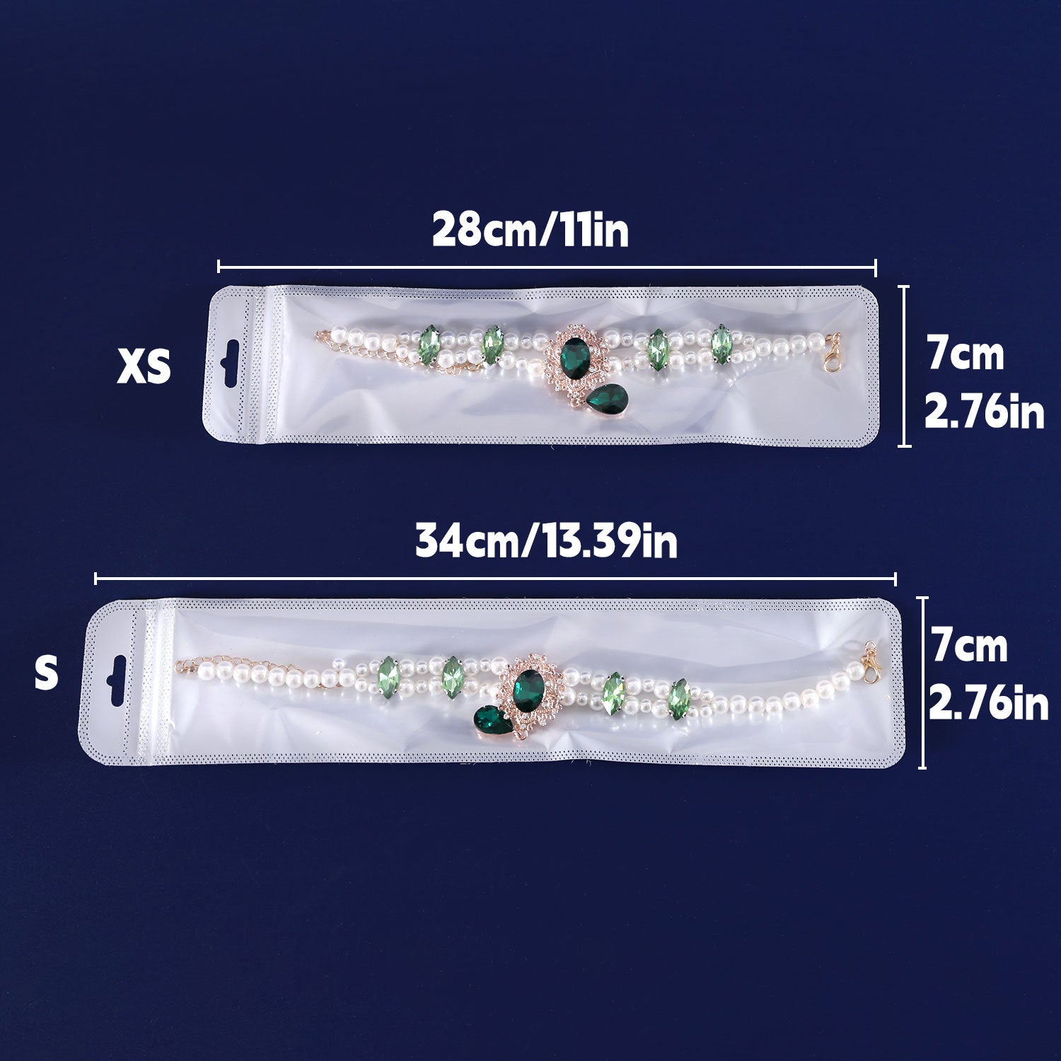 Pearl pet necklace packaging dimensions for XS and S