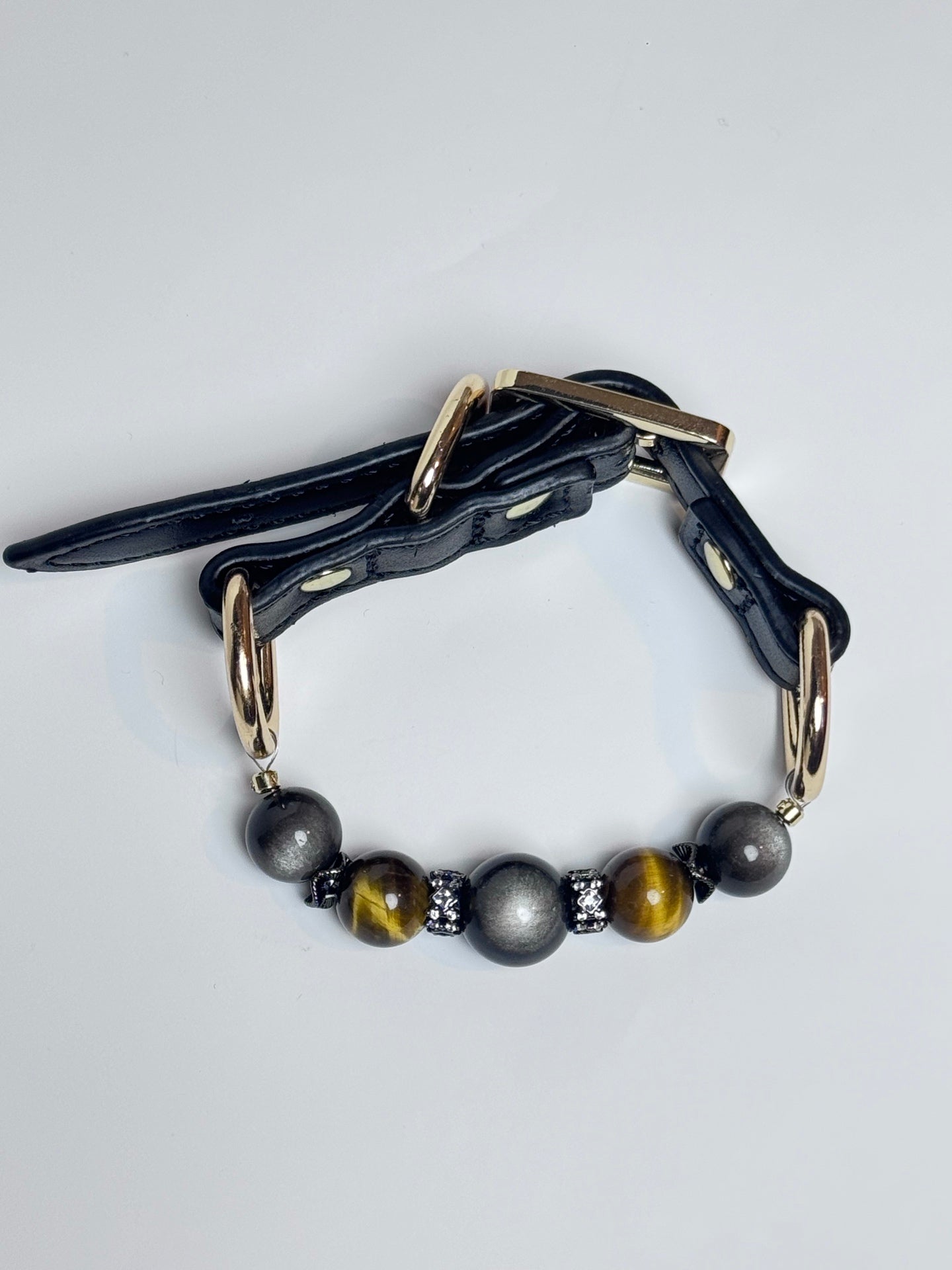 Adjustable black crystal collar for cats and small dogs