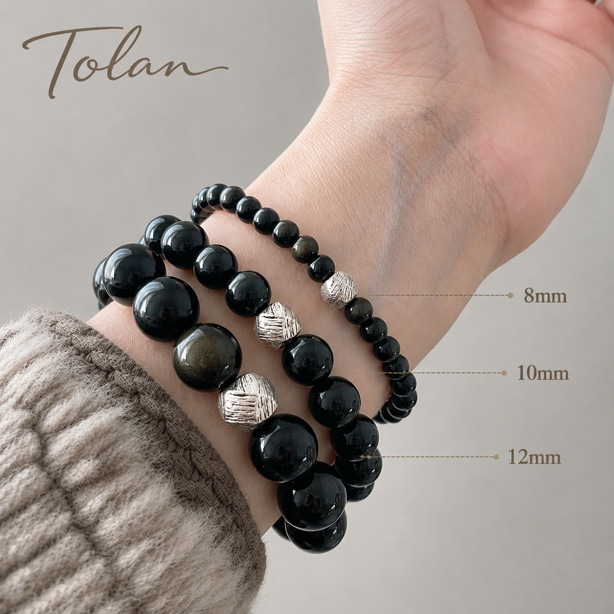 Tolan Gold Sheen Obsidian Bracelet 12mm