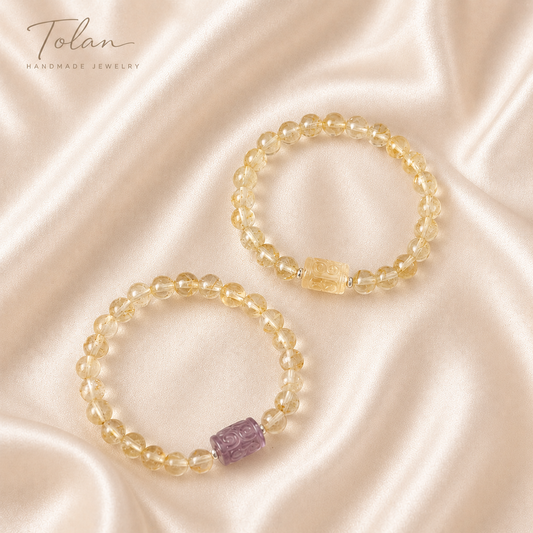Natural Osmanthus Topaz & Citrine Crystal Bracelet
