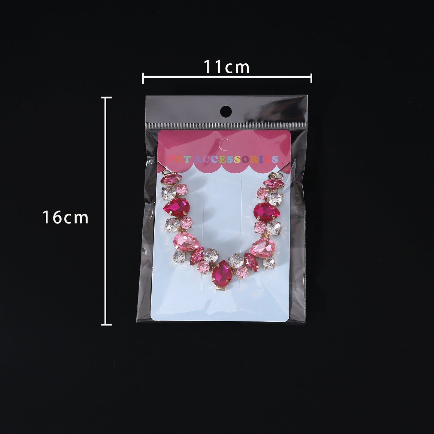 Rhinestone pet necklace retail packaging dimensions