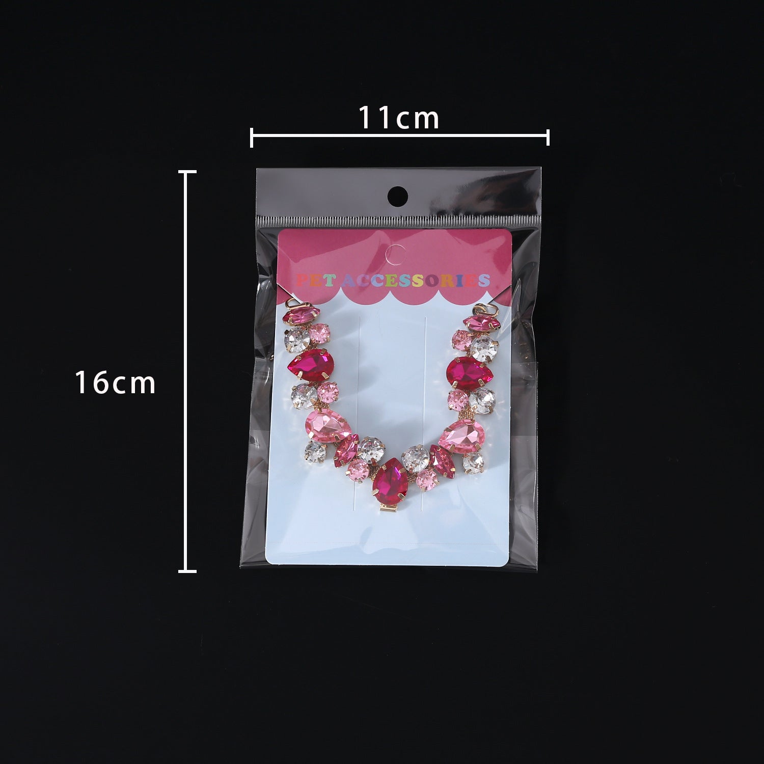 Rhinestone pet necklace retail packaging dimensions