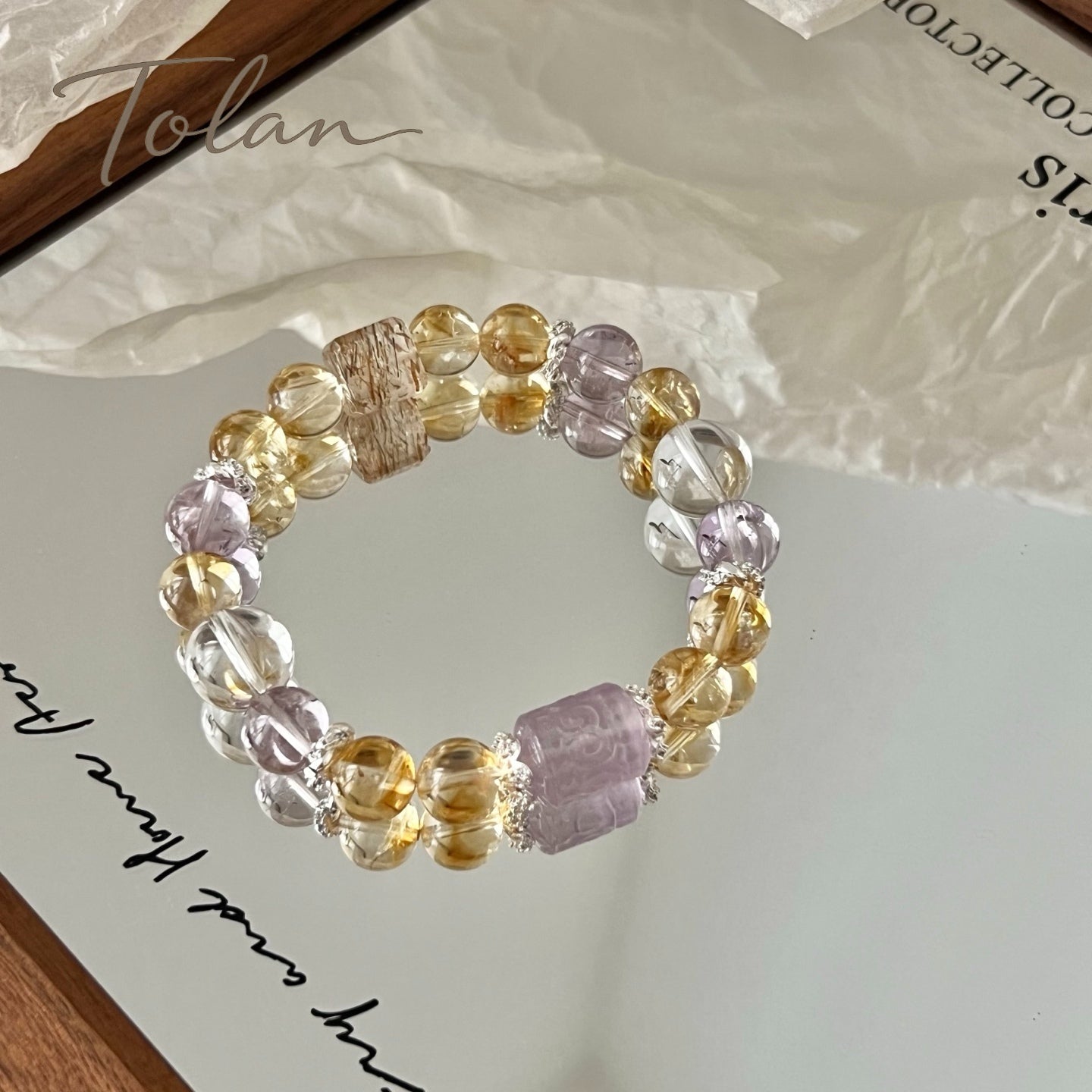 Tolan Golden Citrine & Bolivian Amethyst Crystal Bracelet