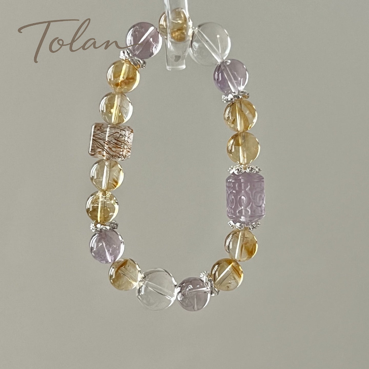 Tolan Golden Citrine & Bolivian Amethyst Crystal Bracelet