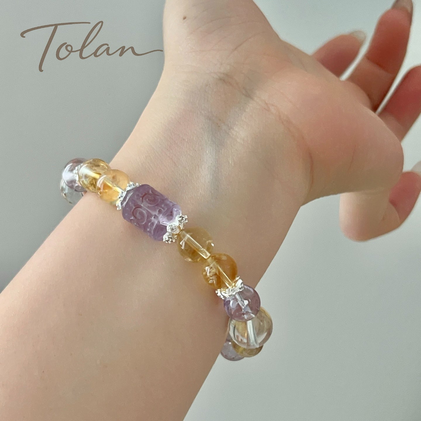 Tolan Golden Citrine & Bolivian Amethyst Crystal Bracelet