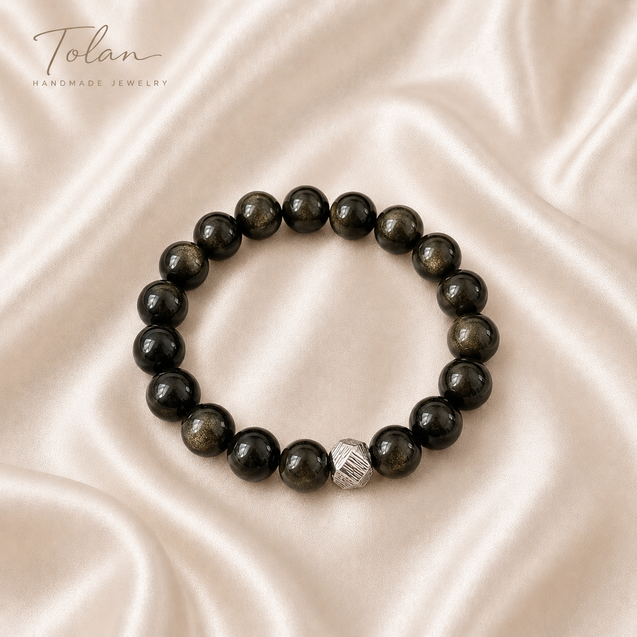 Tolan Gold Sheen Obsidian Bracelet 12mm