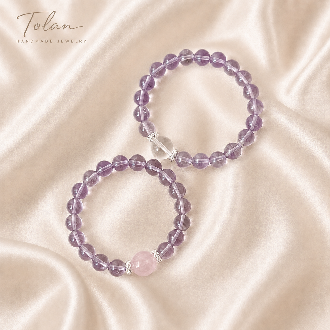 Tolan Lavender Bloom Amethyst & Rose Quartz Bracelet