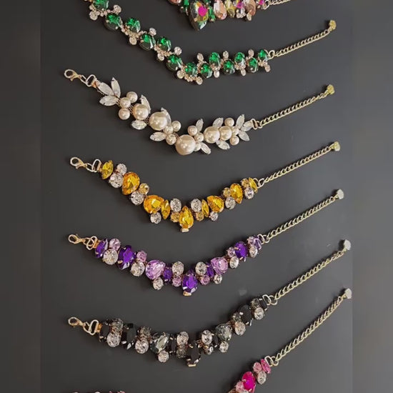 Pink yellow black and purple rhinestone pet necklace video