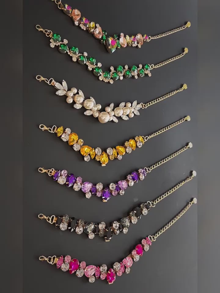 Pink yellow black and purple rhinestone pet necklace video